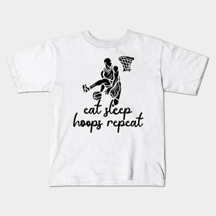 Eat Sleep Hoops Repeat Kids T-Shirt